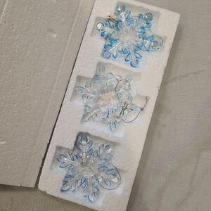 Avon Sparkling Glass Blue Snowflake Ornaments - 4 Boxes/set Of 3 Per Box